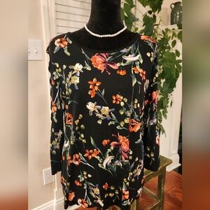 Bobeau Black and Pink Floral Dress